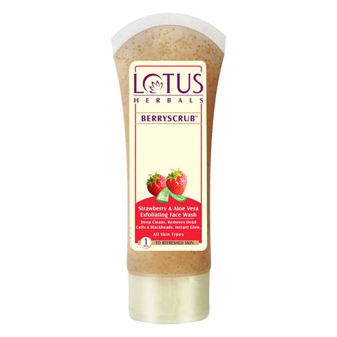 Lotus Herbals Berryscrub Strawberry & Aloe Vera Exfoliating Face Wash ...