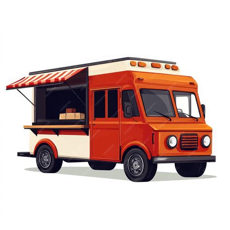 Vintage Food Truck Clipart on White Background | Premium AI-generated image