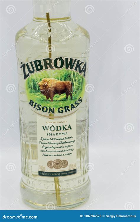 Zubrowka Grass Flavored Vodka On Breen Gradient Background. Editorial ...