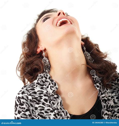 Teen Girl Happy Looking Up Isolated on White Stock Photo - Image of ...