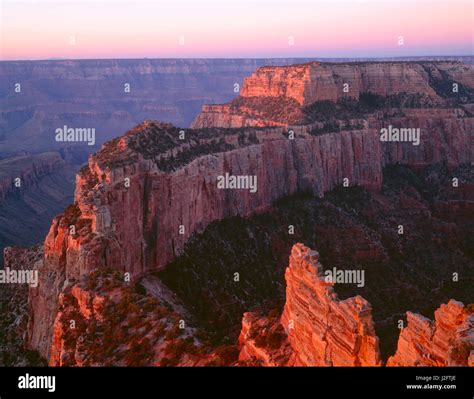 USA, Arizona, Grand Canyon National Park, North Rim, Sunrise light ...