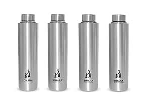 Dhara Stainless Steel Single Wall Everfresh Fridge Water Bottle Set of ...