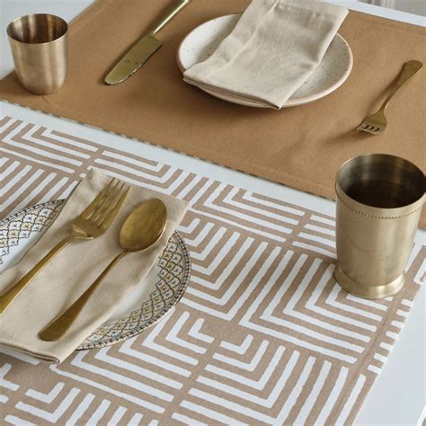 Wipeable & Reversible Cotton Placemats | Set of 4 and 6| Shifting Sands ...