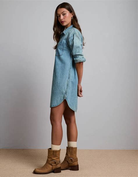 AE77 Premium Denim Shirt Dress | American Eagle