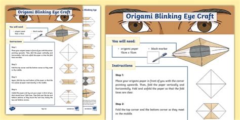 Origami Blinking Eye Craft (teacher made) - Twinkl