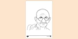 Gandhi Drawing | Mahatma Gandhi Colouring for Kids | Twinkl