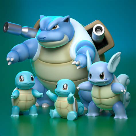 3D Model STL - Scaled Squirtle Evolution Line STL (digital File) - Etsy