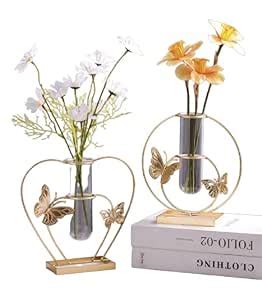 Buy Lavish Craft 2 Pcs Gold Geometric Vase, Centerpieces vases for ...