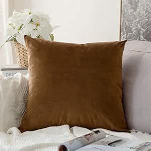 Buy Khooti Velvet Cushion Cover, 12x12 | Brown | Pack of 1 | Solid ...