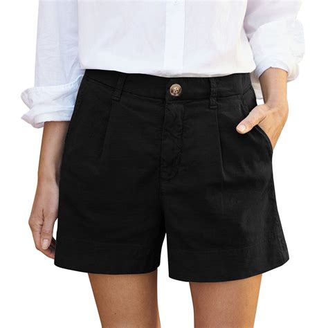 Difdany Women Chino Shorts Wrap Hem Wide Leg Roll Up Dressy Zippered ...
