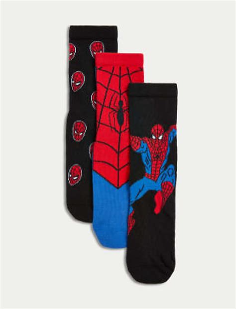 Buy 3pk Cotton Rich Spider-Man™ Socks at Marks & Spencer