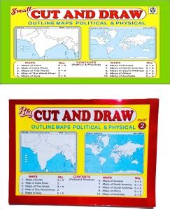 COMBO-SMALL & BIG CUT & DRAW OUTLINE INDIA & WORLD MAPS (PACK OF 200 ...