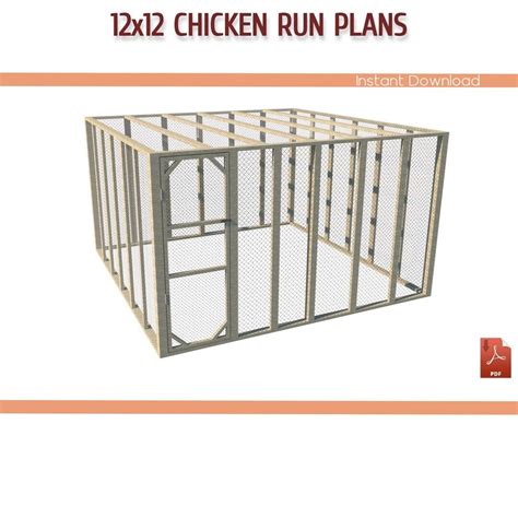 12x12 Chicken Coop Run Building Plans - 12x12 Chicken Run Plans, DIY ...