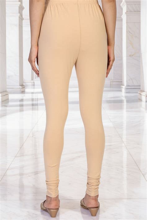 Buy Elleven Women's Beige Solid Skinny Cotton Tights Online for Woman ...