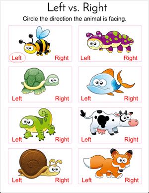 Image result for Learning Left and Right Worksheets