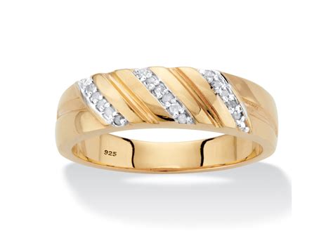 PalmBeach Jewelry Men's Diamond Accent Diagonal Wedding Band in 18k ...
