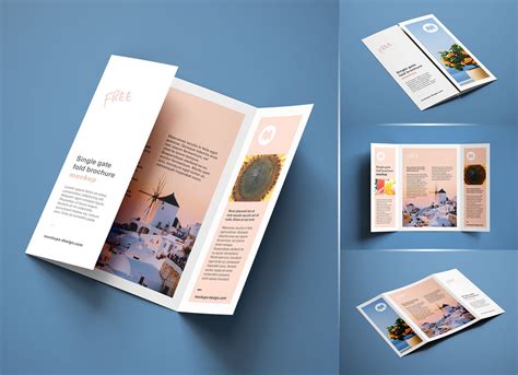 Free A4 Single-Gate Fold Brochure Mockup PSD Set - Good Mockups