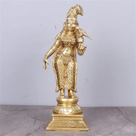 Buy Brass Goddess Andal Devi Statue - Brass Bhudevi Form Idol - Lord ...