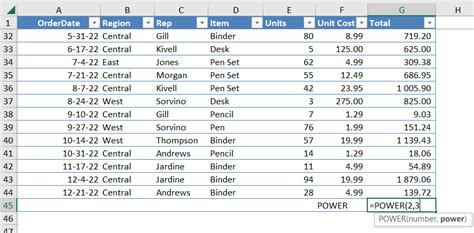 Writing Power Functions in Excel 的图像结果