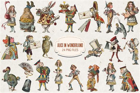 Vintage Alice in Wonderland Characters Graphic by Patterns for Dessert ...