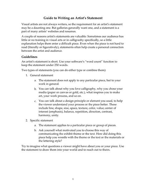 31 Best Artist Statement Examples & Templates ᐅ TemplateLab