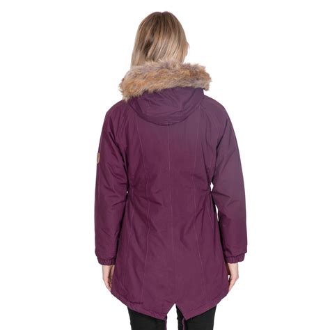 Trespass Womens Parka Jacket Waterproof Longer Length Fleece Lined ...