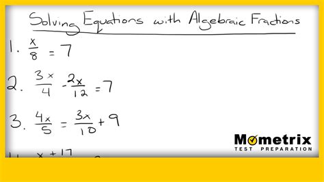 Solving Equations with Algebraic Fractions (Video)