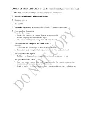 Fillable Online community pepperdine COVER LETTER CHECKLIST Get the ...
