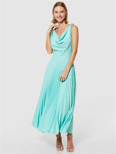 Closet London Pleated Cowl Neck Dress, Sky Blue