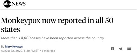 美媒警告：美国全部50个州均已发现猴痘病例_腾讯新闻
