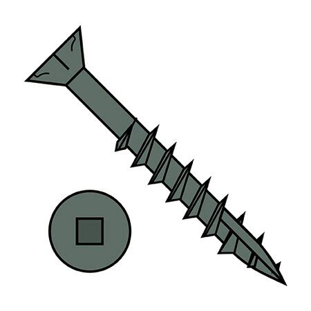 Zoro Select Deck Screw, #10 x 3-1/2 in, Steel, Flat Head, Square Drive ...