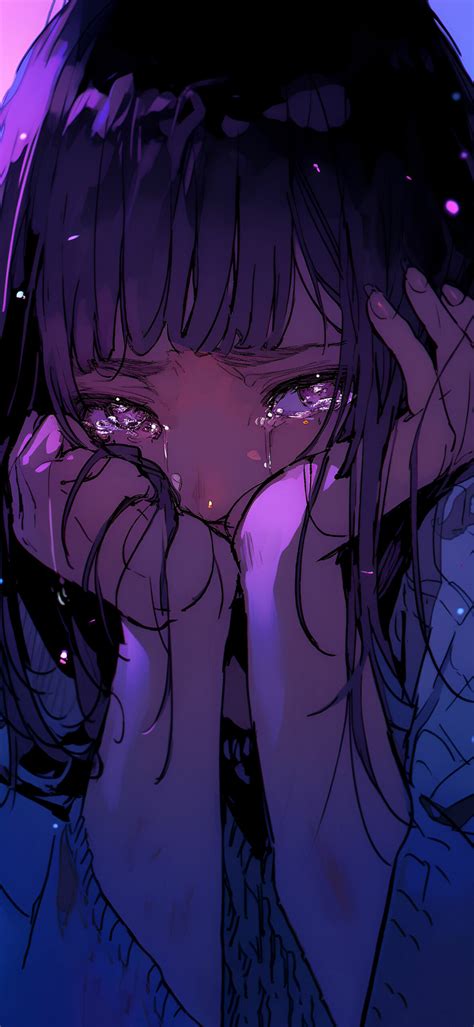 Crying Anime Girl Purple Wallpapers - Sad Girl Wallpaper for iPhone