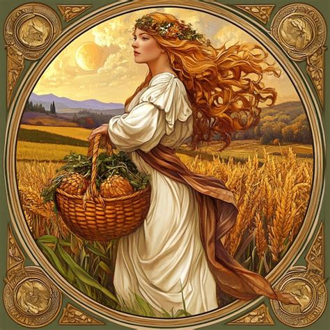 Harvest Goddess Virgo and the Fruits of the Earth | Premium AI ...