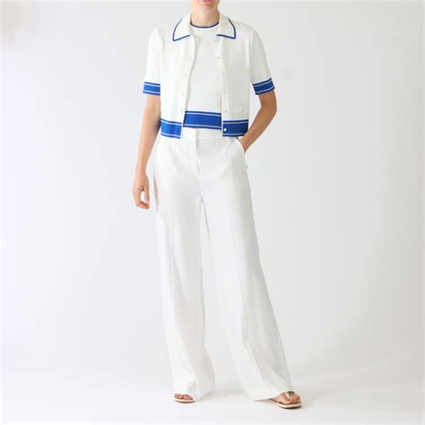 Off White Cardigan With Gentian Trims - Angela Beer | The ultimate ...