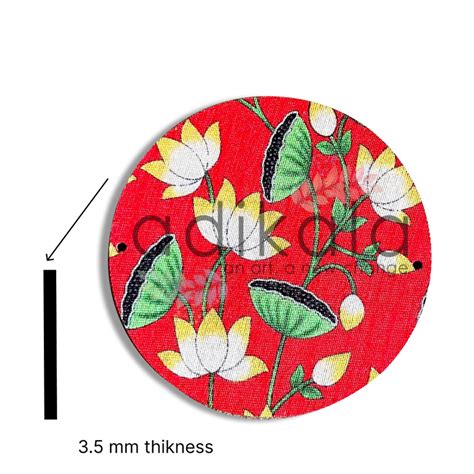 4 Inch Red Color Pichwai Print Fabric Plates – Adikala - Craft Store