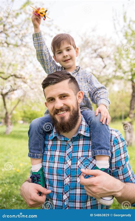 Portrait of a Boy and His Father Stock Image - Image of childhood, cute ...