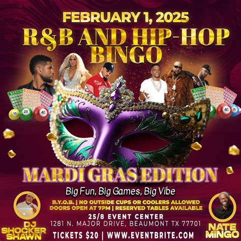 R&B and Hip-Hop Bingo - Madi Gras Edition, 1281 N. Major Drive ...