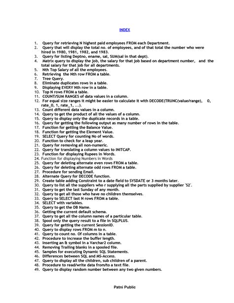 SQL3practive assginmentin sql - INDEX Query for retrieving N highest ...