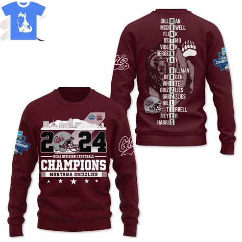 2024 Ncaa Division Football Champions Montana Grizzlies 3d Shirt Hoodie ...