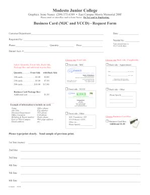 MJC Business Card (MJC and YCCD) - Request Form 2018-2026 - Fill and ...