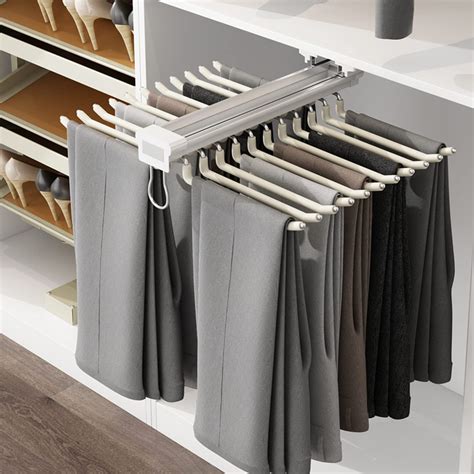 MYOYAY Pull Out Trousers Rack 22 Arms Steel Pull Out Pants Rack Pants ...