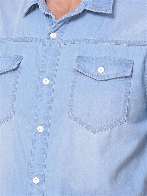 Powder blue shirt for men | WOODLAND