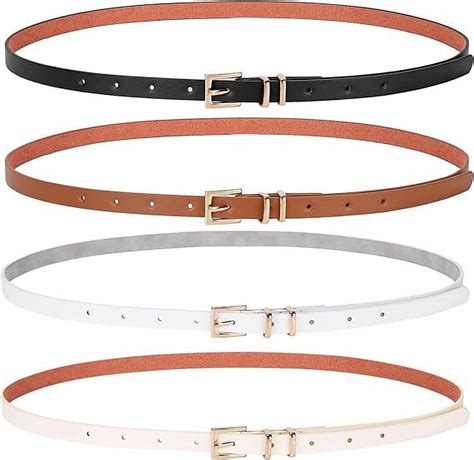 Women Skinny Leather Belt,Thin Waist Belt for Dresses Pants Jeans ...