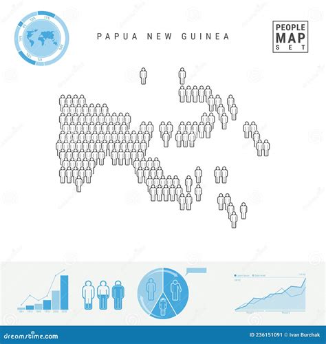 Papua New Guinea People Icon Map. Stylized Vector Silhouette of Papua New Guinea. Population ...