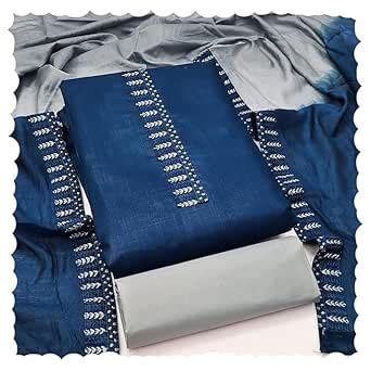 Buy Wacraz Womens Bombay Cotton Embroidery Tie Cotton Unstitch dress ...