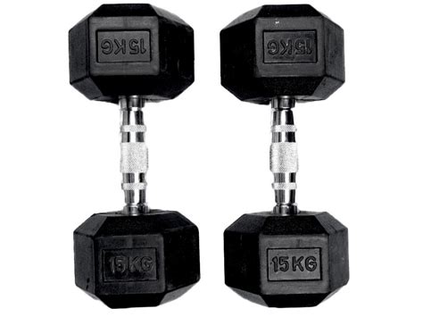 Hex Rubber Dumbbell 15kg – Khelomore Shop