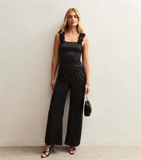 Black Satin Ruched Strap Cami | New Look