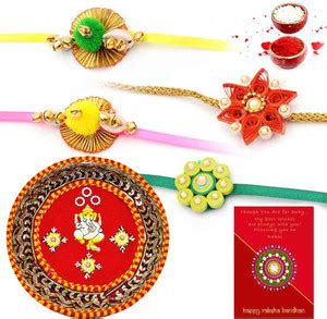 RAJASTHANI HANDICRAFTS Bhaiya Bhabhi M_HT5TS168 Mauli Thread Rakhi Set ...