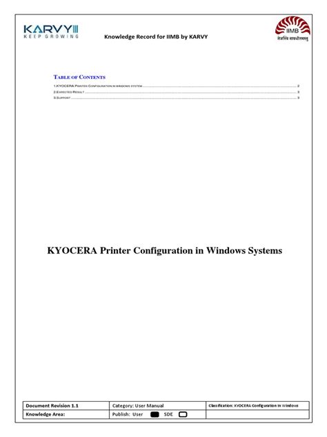 Configuring the Kyocera Printer in Windows at IIM Bangalore | PDF ...