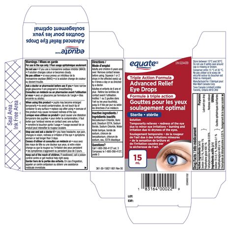 DailyMed - EQUATE ADVANCED RELIEF EYE DROPS- dextran 70, polyethylene ...